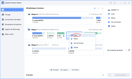 Créer une partition sur l'espace non alloué