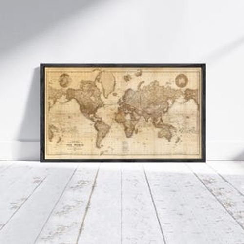Beautiful World Map Vintage Atlas 1898 Mercator projection SEPIA  | Vintage World Map