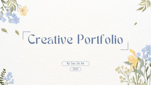 Blue Green Watercolor Flower Creative Portfolio Presentation