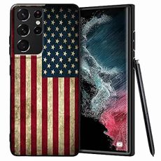 MSEAANBK Compatible with Samsung Galaxy S21 Ultra Case, Retro USA Flag Aesthetic Pattern Design, Full Body Protection Shockproof Cover Case for Samsung Galaxy S21 Ultra 5G 6.8" (Retro USA Flag)