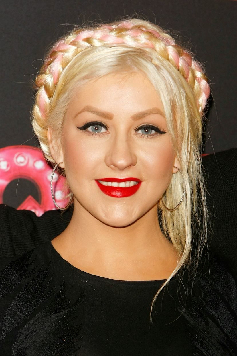 Singer Christina Aguilera with pastel hair.