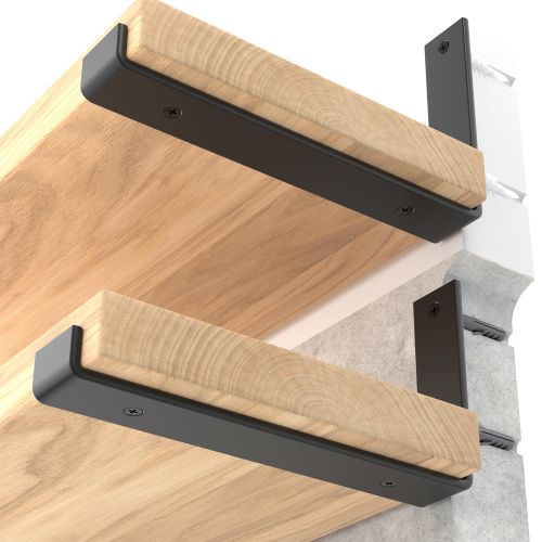 LEOPO 12 inch Shelf Brackets 6-Pack ,1/5 inch Thick Heavy Duty Industrial Bracket for DIY Floating Shelf Support, Black Co...