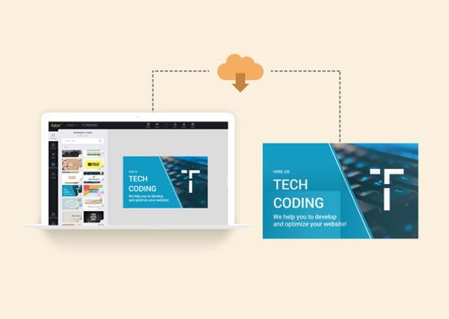 Download a blue tech related business card from fotor business card maker