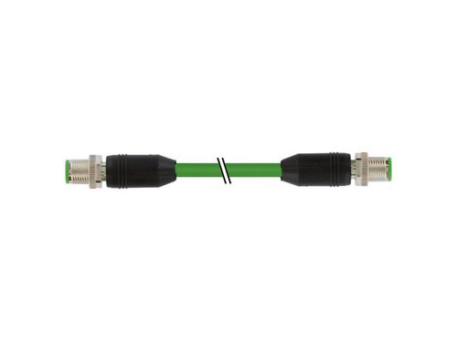 M12 sensor/actuator / industrial‑network cable, 4‑pole, shielded