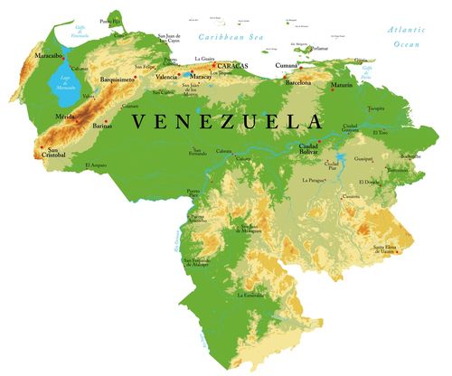 physical map of venezuela