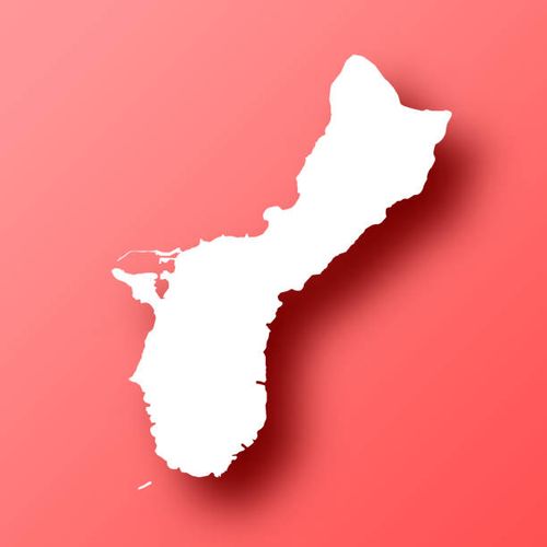 guam map on red background with shadow - guam map stock illustrations