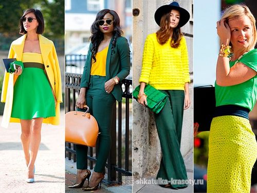 The combination of colors in clothes green