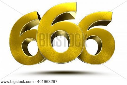 666 Numbers 3d Illustration On White Background With Clipping Path.