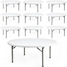 Monolith Limited 10 Pack! 72-inch Round Granite White Plastic Folding Table,Event Table,Heavy-Duty Table,Event Supplies, Event Equipment, Event Essentials, Party Essentials,Picnic Table,Banquet Table