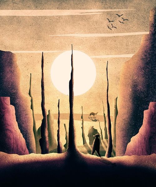 Free desert mountains nature illustration