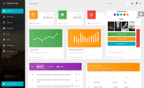 Free Material-UI React Admin Dashboard Template