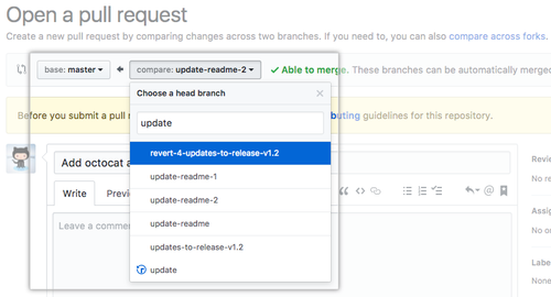 Pull Request editing branches