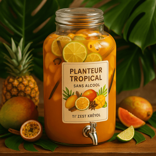 Bonbonne de 3L de Planteur Tropical sans alcool, cocktail antillais fruité par Ti’ Zest Kréyol