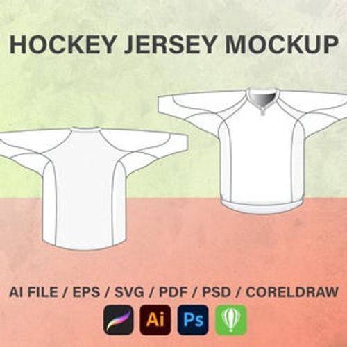 Hockey Jersey Tech Pack,SoccerJersey Vector Mockup Footbaall Jersey Template Pack Illustrator ,Procreate Mockup Blank T Shirt Flat Sketch image 1