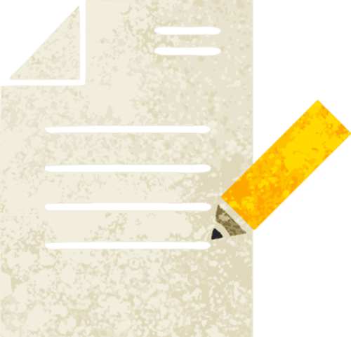 dibujos animados de estilo de ilustración retro de escribir un documento png