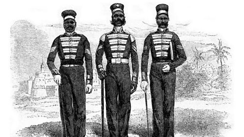 An illustration of Indian sepoys around the time of the rebellion in 1857