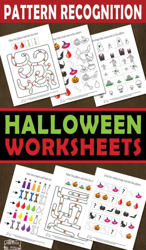 Free Printable Pattern Recognition Halloween Worksheets for Kids