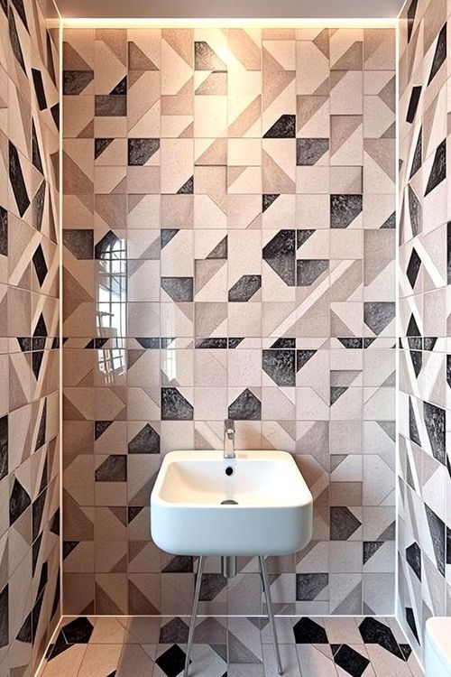 Geometric Pattern Mosaic - 22 Bathroom Mosaic Floor Tile Ideas
