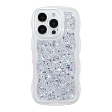 ZTOFERA for iPhone 12 Pro Max Case 6.7", Cute Curly Wavy Design with Glitter Sequins,Luxury Aesthetic Bling Sparkly Shockproof Protective Phone Case for iPhone 12 Pro Max-Glitter White