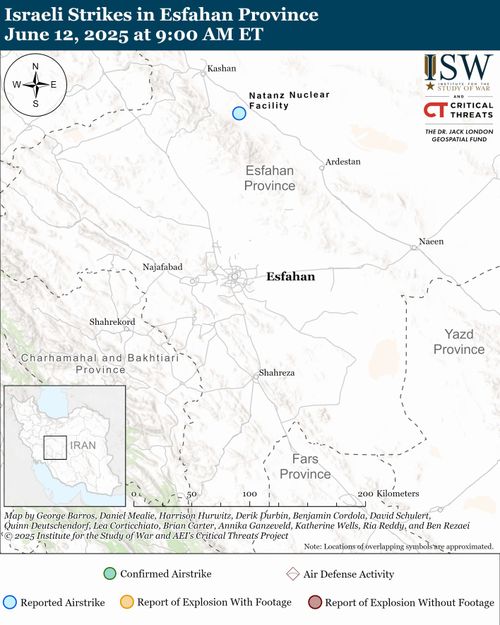 Israeli strikes map in Esfahan