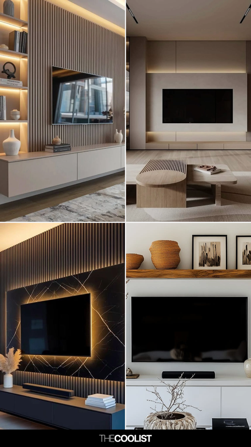 Collage of TV Wall Design Ideas for a Modern Luxury Living Room