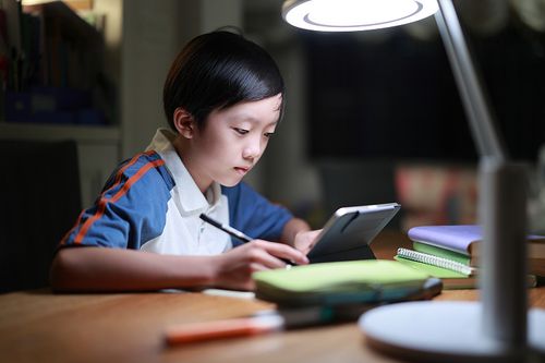 小男孩在做作业照片下载