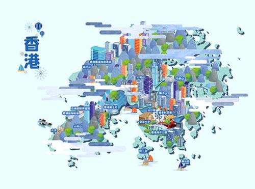 香港旅游地图插画高清图片