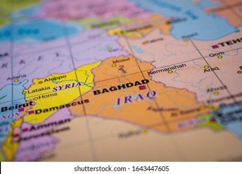 Iraq on the world map Stock Photo