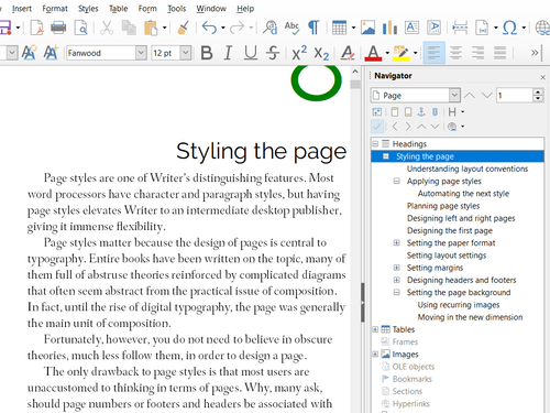 Writer screenshot