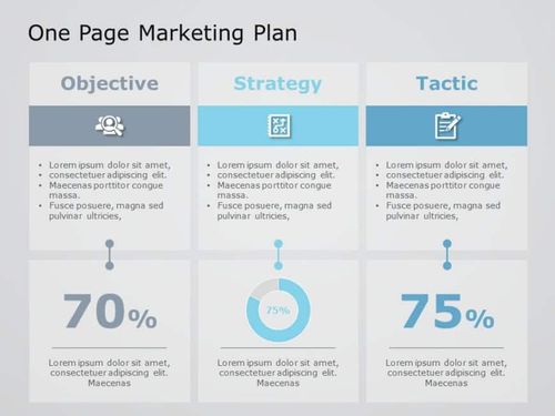 Blue and Gray One Page Marketing Strategy Grid Presentation Template