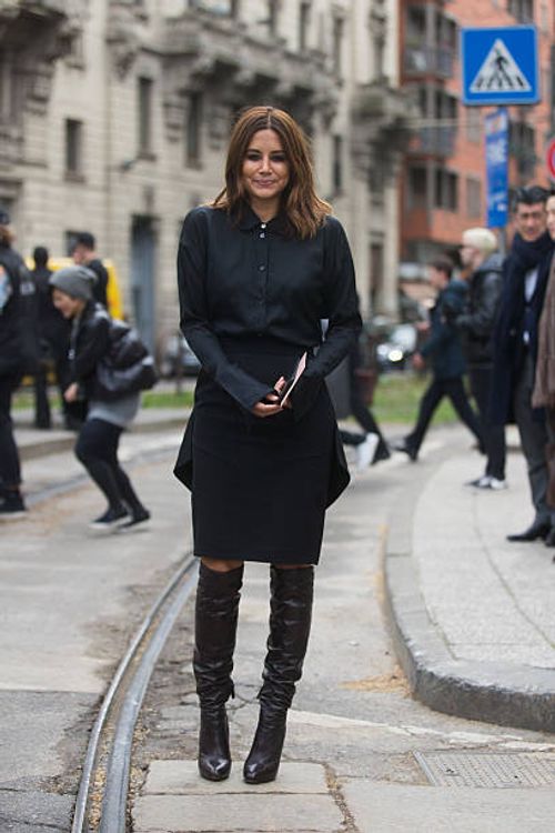 Christine Centenera of Vogue Australia enters the Gucci show at Piazza Oberdan on February 25, 2015 in Milan, Italy.