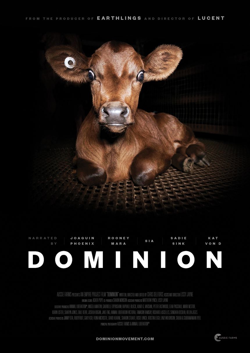 Dominion es un documental que presenta una exploración intransigente y condenatoria de las diversas formas en que los humanos usan y abusan de los animales.