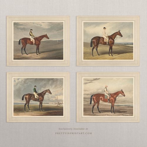 Vintage Race Horse Art Print – Equestrian Art 004 |  Unframed