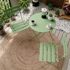 LAUSAINT HOME 3-Piece Steel Folding Bistro Set, Foldable Patio Furniture Set with Premium Frame, Outdoor Bistro Table and Chairs Set of 2 for Patio, Garden, Balcony and Poolside (Sage Green)