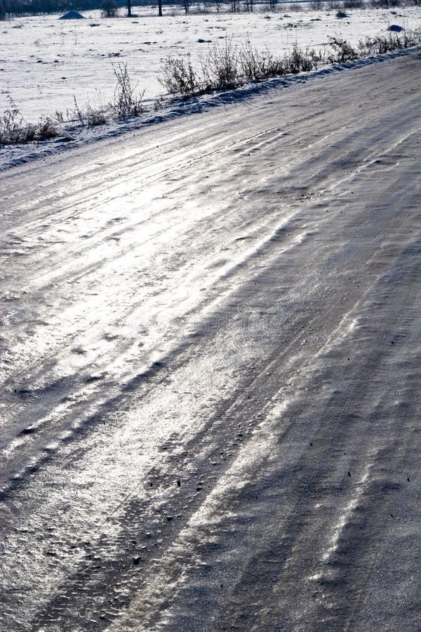 Glaze ice on road. Winter. A frost. Icy roads stock images, royalty-free photos and pictures