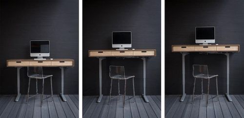 The Evolve // Height Adjustable Modern Standing Desk with Drawers featuring The Jarvis Electric Base - ROMI DESIGN