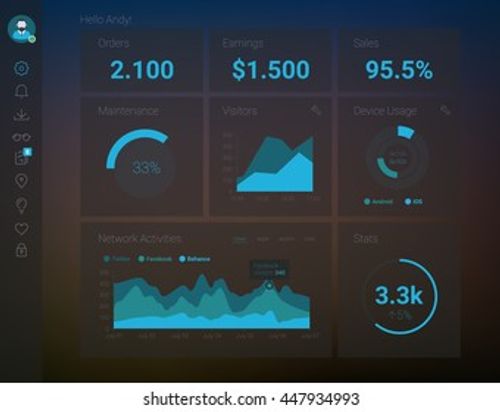 Admin App Dashboard Stock Vector