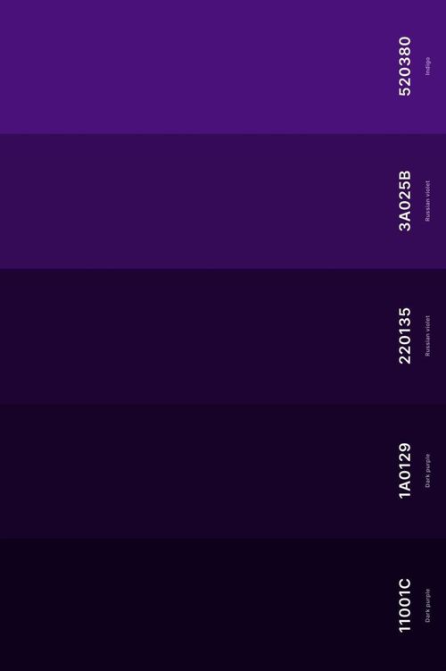 three different color schemes with the same font and number on each one, including purple