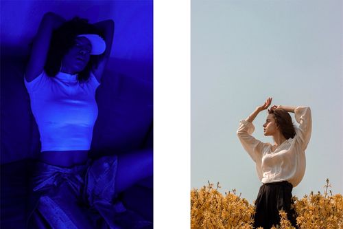 Poses with arms above head