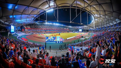 看台上球迷热情挥舞旗帜，营造出热烈的比赛氛围。（C视觉签约摄影师 胡威 摄 ）