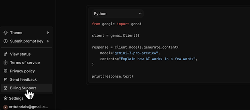 Navigate to billing support to start a paid plan