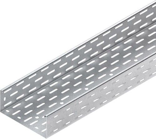 Elbow 45° with unperforated side profiles, but with connector perforations, with integrated splice plates