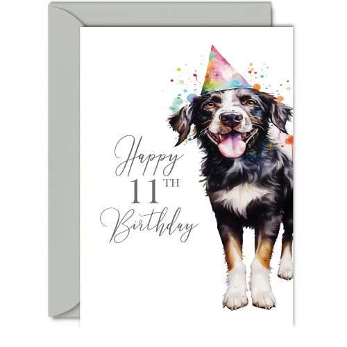 11th Birthday Cards for Boys Girls - Party Dog - Happy Birthday Card for 11 Year Old Boy Girl Grandson Granddaughter Son D...