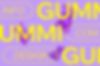 Domain extension options for a site called “Gummi” with pink bears floating in the background.