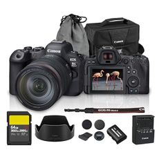 Canon EOS R6 Mark II Mirrorless Camera Kit with RF 24-105mm f/4 Lens | 24.2MP Full-Frame, 4K 60fps, Dual Pixel CMOS AF II, Vlogging & Professional Photography (5666C011) + 64GB Card + Shoulder Bag