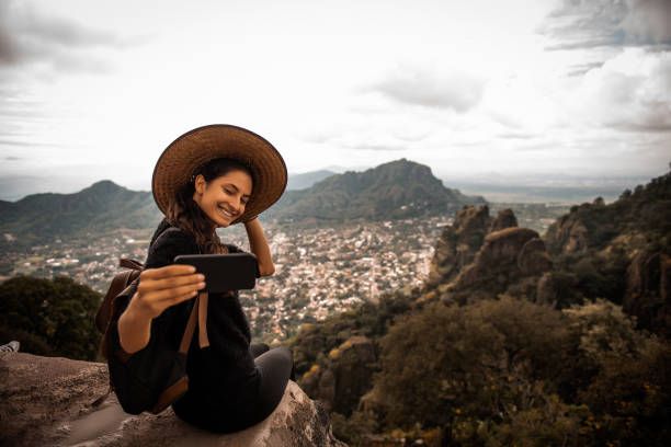 selfie time. - travel blog stock pictures, royalty-free photos & images