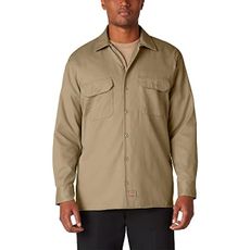 Dickies Mens Big-Tall Long-Sleeve Work Utility Button Down Shirts, Khaki, 1X Tall US