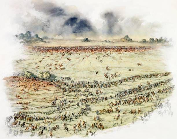 Norman and English armies fighting at the Battle of Hastings