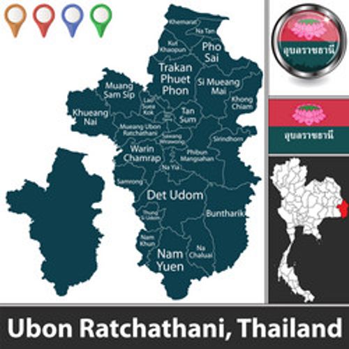map ubon ratchathani thailand vector