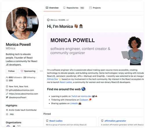 Profiles now display the Arctic Code Vault Contributor badge in the "Highlights" section.